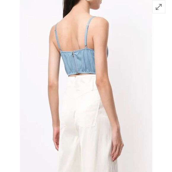 18 NWT 245.00 1 Fleur De Mail Cropped Twill Bustier Top Chambray Size Large - Picture 4 of 8